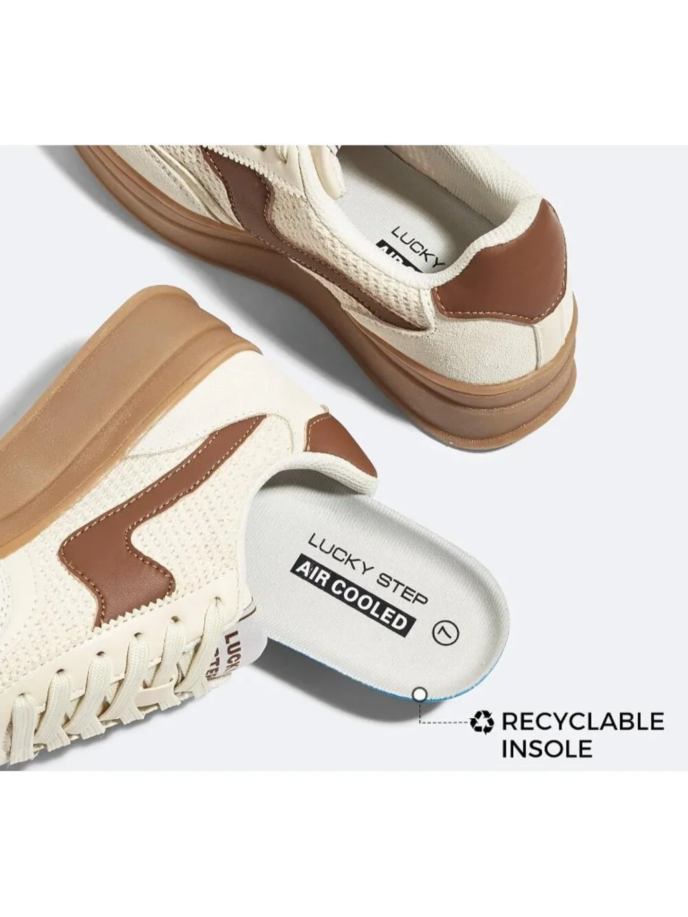 🆕Women's Beige Brown Platform Fashion Sneakers Thick Sole Casual Walking Shoes